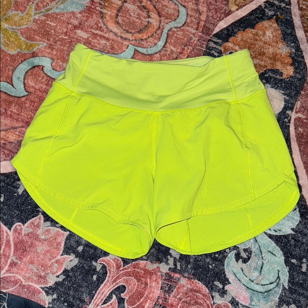 Lululemon Athletica Yellow Athletic Shorts with Moisture-Wicking Fabric